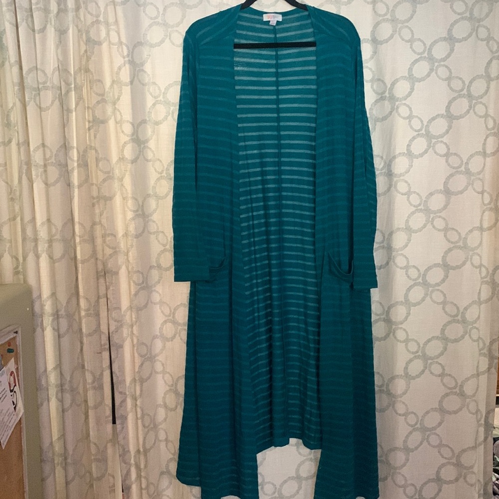 LuLaRoe Turquoise Stripe Long Sleeve Sarah Cardigan